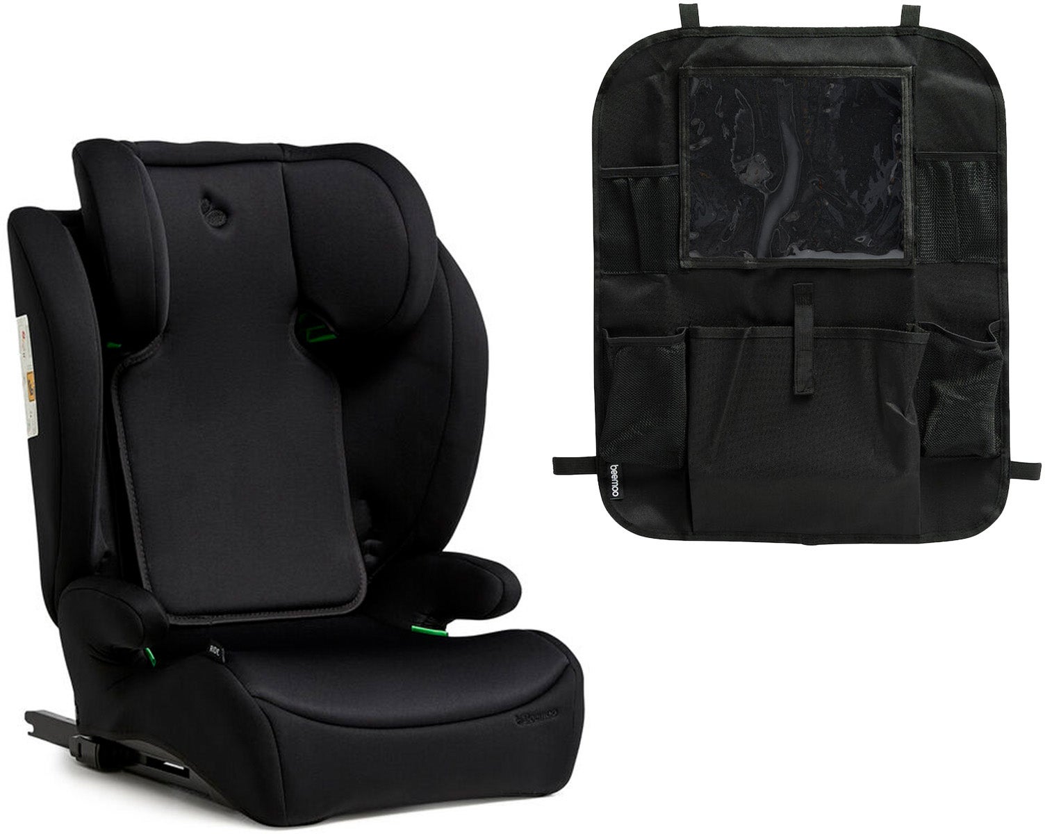 Beemoo Ride i-Size Kindersitz ISOFIX inkl. Beemoo Smart Organizer, Black Stone von Beemoo