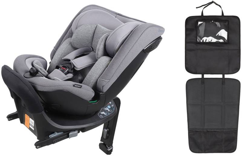 Beemoo Rotate i-Size Wendbarer Kindersitz inkl. 3-in-1 Sitzschutz, Mineral Grey von Beemoo