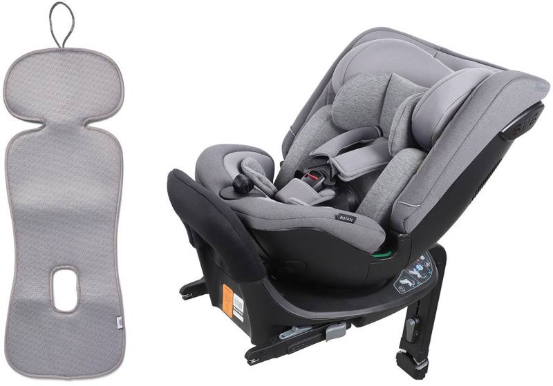 Beemoo Rotate i-Size Wendbarer Kindersitz inkl. Ventilierendem Sitzpolster, Mineral Grey/Grey von Beemoo