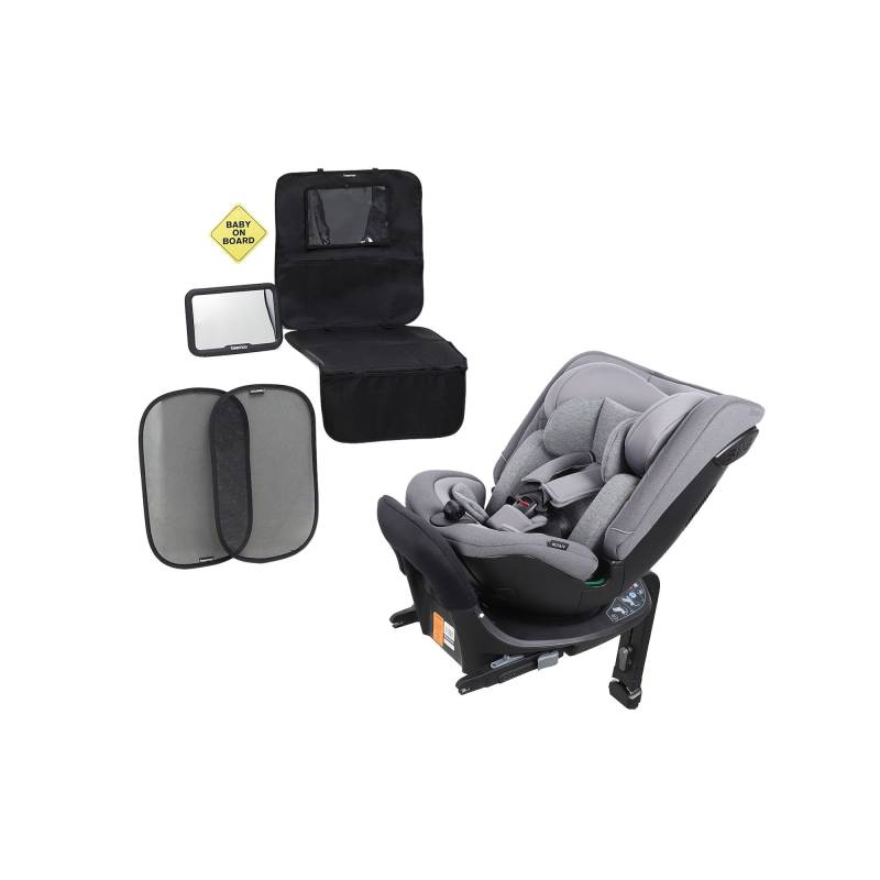 Beemoo Rotate i-Size Wendbarer Kindersitz inkl. Zubehörpaket, Mineral Grey von Beemoo