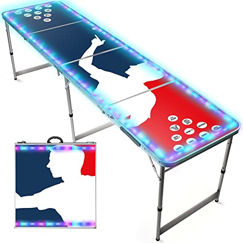 Beer Pong Offizieller Tisch mit LEDs - Zusammenklappbarer, transportabler Tisch mit kratzfester, wasserdichter Beschichtung - Zugelassen Turniere - Trinkspiel - Original Cup® von Beer Pong