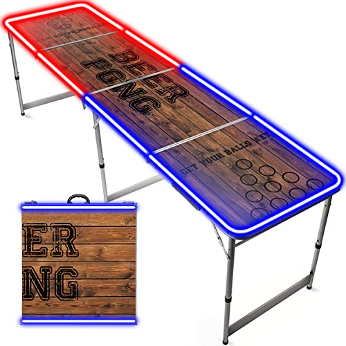 Beer Pong Offizieller Tisch mit LEDs - Zusammenklappbarer, transportabler Tisch mit kratzfester, wasserdichter Beschichtung - Zugelassen Turniere - Trinkspiel - Original Cup® von Beer Pong