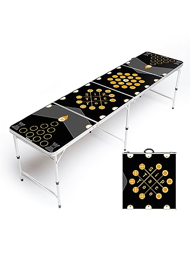 BEERBALLER® Multigame Beer Pong Tisch - 6 Partyspiele auf einem Bier-Pong Tisch | Schwarzes Gestell, klappbar & Kratzfeste Oberfläche | Ballhalter inkl 6 Bälle | Bierpong Tische | Trinkspiele von BeerBaller