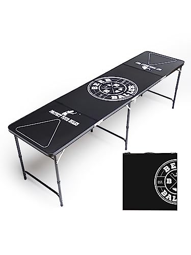 BeerBaller® Allblack Beer Pong Tisch | schwarzes Gestell & Kratzfeste Oberfläche | Klappbarer Bierpong Tisch mit Bällehalter & 6 Bier Pong Bälle | Trinkspiel | Bierpong Tische von BeerBaller