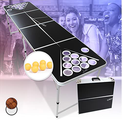 Beercup Bierpong Tische, Beer Pong Set für Partyspiele, Beerpong Tisch Klappbar & Höhenverstellbar, Beer Pong Tisch mit Bierpong Red Cups-Becherhalter, Bierpong Tisch Wasserfest, Bierpongtisch von BeerCup-Classics