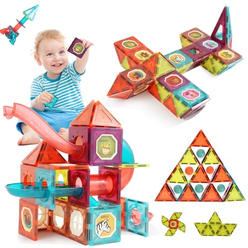 Beeyouk Magnetische Bausteine Spielzeug,Geschenke 111 Teile Magnetbausteine 3D-Rohrspiele für Jungen Mädchen,Magnetspiel für Kinder im Alter von 3 4 5 6 7 8,Magnete Kinder ab 3 Jahr von Beeyouk