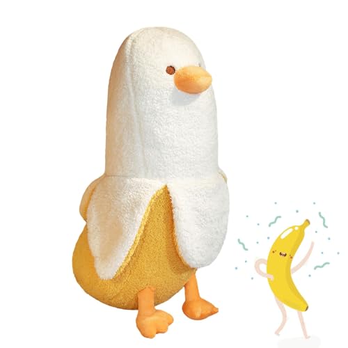 Befeixue Bananen Enten Plüschtier | 50cm Cartoon Bananen Ente Stofftierspielzeug | Süßes Enten Plüschkissen | Weiche Obst Bananen Wurfkissen Für Zuhause Schlafzimmer Sofa Dekoration von Befeixue