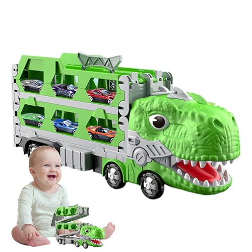 Befeixue Dinosaurier-Transporter, Transport-Dinosaurier-LKW mit klappbarem Schieber, Verwandelter Dinosaurier-Transporter-LKW, Fahrzeug-Spielset, Autotransporter-Spielzeug, Faltbare Rennstrecke, von Befeixue