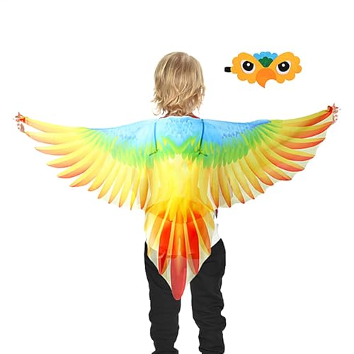 Befeixue Dress up Vögel Flügel Für Kinder | Vogel Kostümset Mits Masken | Rollenspielkostüm Mits Papageienflügeln Für Mädchen Und Junge | Lustige Vogel Adlerflügel Cosplay Kostüme Für Kinder von Befeixue