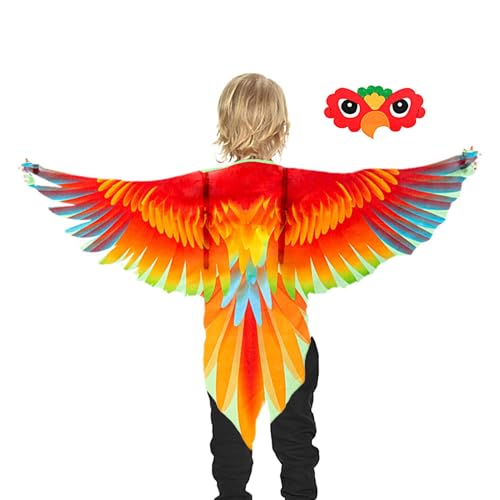 Befeixue Dress up Vögel Flügel Für Kinder | Vogel Kostümset Mits Masken | Rollenspielkostüm Mits Papageienflügeln Für Mädchen Und Junge | Lustige Vogel Adlerflügel Cosplay Kostüme Für Kinder von Befeixue