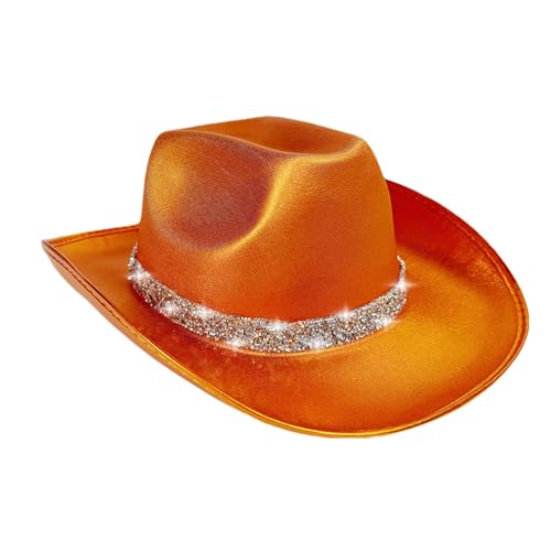 Befeixue Filz Cowgirl Hat, Western Cowgirl Hut | Disco Bling Kostüm Cosplay -Outfit - Stilvoller Cowboyhut im westlichen Thema für Halloween, Rollenspiel für Männer, Frauen und Erwachsene von Befeixue