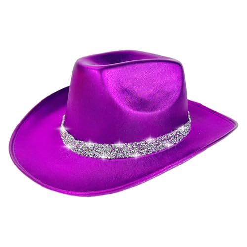 Befeixue Fühlte Cowboyhut, fühlte Cowgirl Hut,Disco Bling Kostüm Cosplay -Outfit - Stilvoller Cowboyhut im westlichen Thema für Halloween, Rollenspiel für Männer, Frauen und Erwachsene von Befeixue