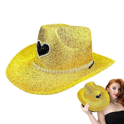 Befeixue Glitzer Cowboyhut, Glitzer Cowboyhut für Männer - Disco Wide Bim Cowboy Hut funkelnd | Party Kopfwege Kostümzubehör, Cosplay -Requisiten für Männer Frauen von Befeixue