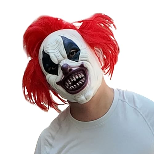 Befeixue Gruselige Halloween Kopfhaube, Horror Unheimliche Rote Clown Perücke, Party Kostüm Für Spiel Fasching Familienfeiern Weihnachten Befeixue Gruselige Halloween Kopfhaube, Horror Unheimliche Rote Clown Perücke, Party Kostüm Für Spiel Fasching Familienfeiern Weihnachten von Befeixue