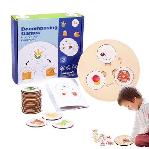 Befeixue Holzpuzzles für Kinder, Lernpuzzles für Kinder - Kognitives Puzzle-Blockspielzeug - 1–3 Jahre alte Daily Things Frühpädagogisches Puzzle-Brettspiel von Befeixue