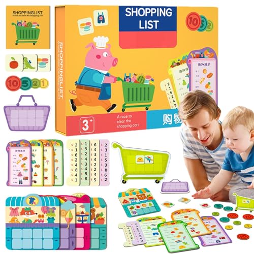 Befeixue Kinder-Einkaufslisten-Spielzeugset,Einkaufslisten-Spielzeug, Passendes Spielkartenspiel, Interaktive Brettspiele, Lebensmittel, Obst, Lernspielzeug, Vorschulspiele für und Mädchen ab 3 Jahren von Befeixue