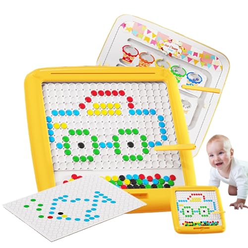 Befeixue Magnetisches Zeichenbrett für Kinder, Reisespielzeug mit magnetischen Punkten - 2-in-1-Lern-Doodle-Brett - Magnetic Dot Art Vorschulspielzeug, großes Feinmotorikspielzeug für Kinder ab 3 von Befeixue