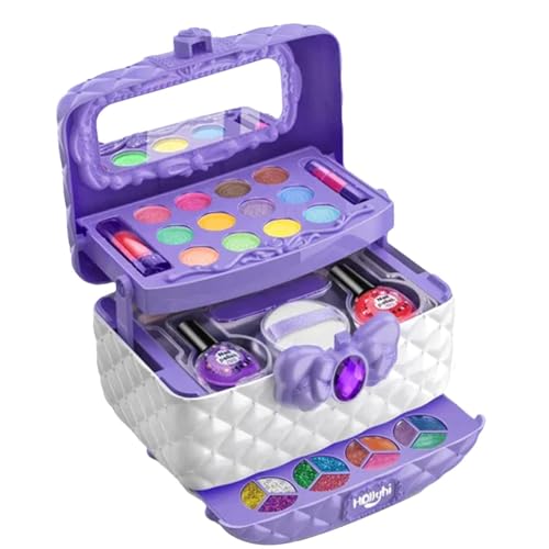 Befeixue Make-up-Set für Mädchen, Waschbares rosafarbenes Kinder-Make-up, Tragbares Make-up-Koffer-Set für Kleinkinder, Prinzessinnen-Kosmetikkoffer, Kinder-Make-up-Set, Keine Belastung für die Haut von Befeixue