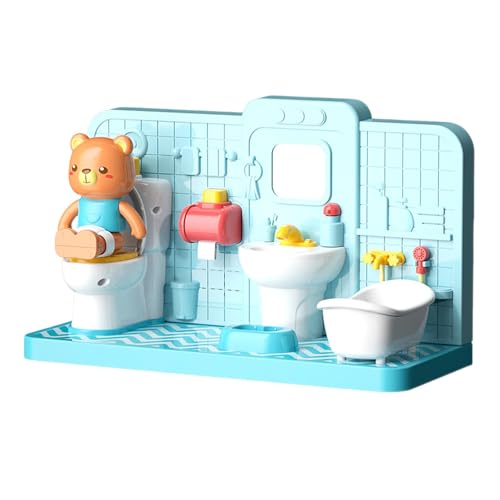 Befeixue -Badezimmer-Set, Miniatur-Toilettenspielzeug | Niedliches Bären-Badezimmermöbel-Set - Rollen Sie so, als ob Sie lustiges Toiletten-Lernspielzeug für Jungen und Mädchen Spielen würden, von Befeixue