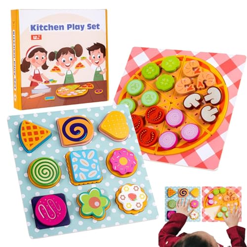 Befeixue Pizza-Rollenspiel-Spielzeug,Rollenspiel-Pizza-Spielzeug,Cookie Play Food Set - Pretend Dramatic Food Pizza Toys, kognitives Cookie-Play-Food-Set für Mädchen und Kinder zu Hause von Befeixue