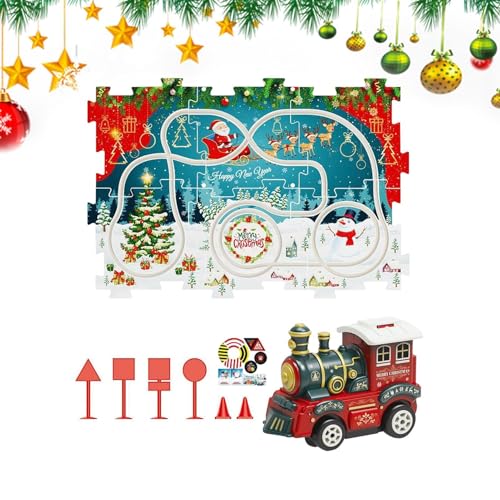 Befeixue Puzzle-Rennstreckenauto-Set,Puzzle-Rennstreckenauto-Spielset | Weihnachtspuzzle-Gleise mit Zug - Puzzle-Triebwagenspielzeug, Lernspiele für und Mädchen im Alter von 3–6 Jahren von Befeixue