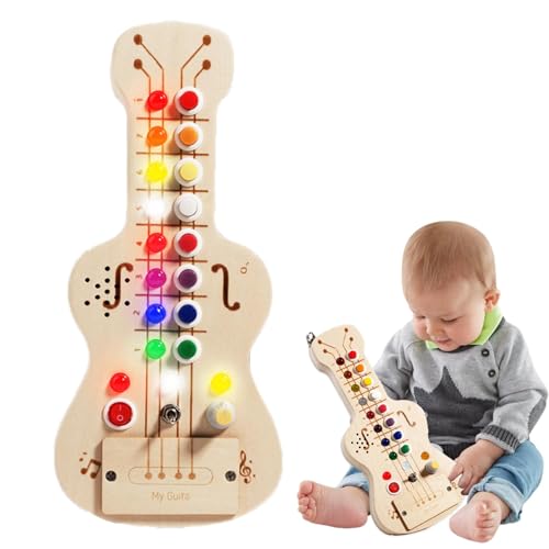 Befeixue Sensorisches Board mit LED-Licht, Aktivitätsboard für Kleinkinder 2-4 | Sinnesspielzeug für Kleinkinder mit LED-Licht, Kindergitarrenspielzeug - Pädagogische Beschäftigungsbretter für von Befeixue