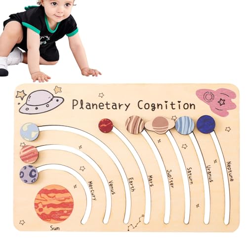 Befeixue Sonnensystem-Brettspiel, Planet-Puzzle-Brett | Puzzles Planeten Sonnensystem Weltraum Holzpuzzle - Lernspielzeug, hölzernes Puzzle-Kognitionsbrett für den Kindertag Weihnachten von Befeixue