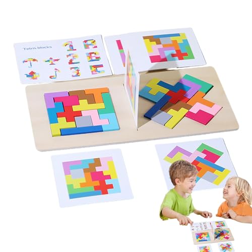 Befeixue Tangram-Puzzle, Holzblock-Puzzle - Farbformmuster-Puzzle | Früherziehung Holzmusterblöcke Set Tangram-Rätsel für Kleinkinder von 3–5 Jahren von Befeixue