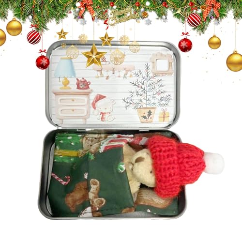 Befeixue Taschenbär, Kleine Taschenbär-Umarmung - Weiches Stoffpuppenspielzeug | Taschenbär-Umarmungskarten-Set, Plüsch-Weihnachtsbärenspielzeug, Weihnachtspuppen-Plüschtiere für Kinder von Befeixue