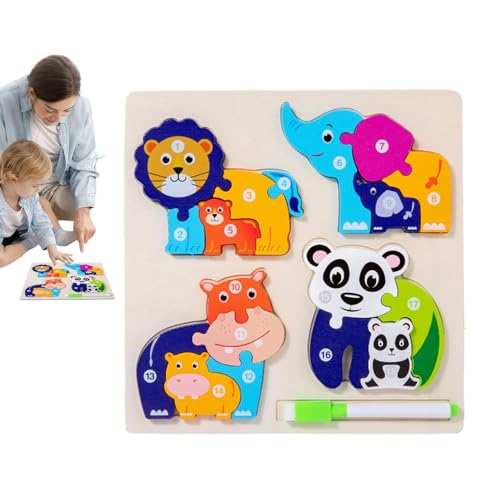 Befeixue Tier-Zahlenpuzzle, Tierform-Puzzle | Denkspiele, Intelligenzspielzeug,Buntes doppelseitiges 3D-Tierzahlen-Puzzle für Kinder im Kindergarten, Klassische Bildung von Befeixue