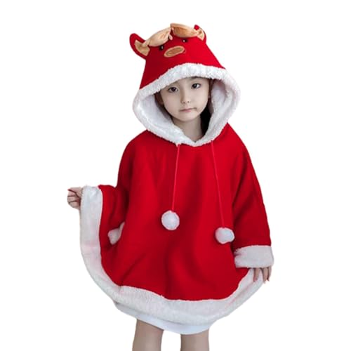 Befeixue Weihnachten Santa Robe Cape, Kinder Weihnachtsumhang | Weihnachtsmann-Umhang mit Kapuze, Samtumhang, Weihnachtsumhang | Weicher, weißer Plüschbesatz mit Kapuze, Umhang, Umhang für von Befeixue