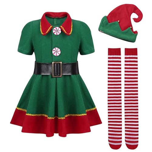 Befeixue Weihnachts Elfen Kostüm Damen Herren | Weihnachtselfen Outfit Kinder Erwachsene | Weihnachtsmann Helfer Cosplay Kostüm | Weihnachtskostüm Elfen Kleidungsset Für Karneval Partys von Befeixue