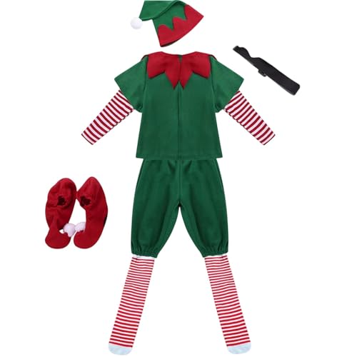 Befeixue Weihnachts Elfen Kostüm Damen Herren | Weihnachtselfen Outfit Kinder Erwachsene | Weihnachtsmann Helfer Cosplay Kostüm | Weihnachtskostüm Elfen Kleidungsset Für Karneval Partys von Befeixue