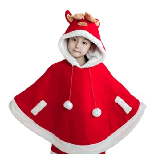 Befeixue Weihnachtsumhang für Kinder, Weihnachtsmann-Umhang - Weihnachtsmann Kapuzenumhang Weihnachtsumhang Samtumhang,Weicher Umhang mit Kapuze, hautfreundlicher Umhang für Weihnachten, Halloween, von Befeixue