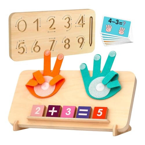 Befeixue Zählen Sie Zahlen Fingerspielzeug, mathematisches Lernen Kinder Spielzeug - Doppelseitige Holzzahlen Zählen Spielzeug | Entwickelt Hand-Auge-Koordination und Feinmotorik-Fähigkeiten für, von Befeixue