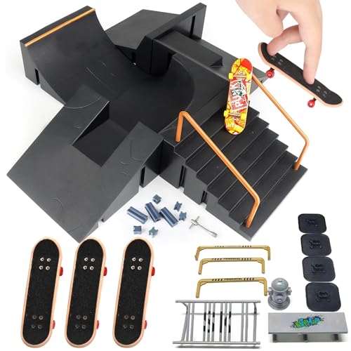 Befitery Finger Skateboard Rampe Set DIY Fingerboard Tech Deck Skatepark Fingerskateboards Set Trainings-Requisiten für Kinder und Skibegeisterte von Befitery