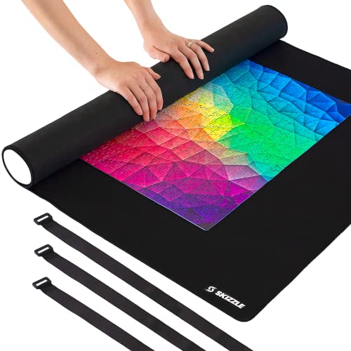 Puzzle Roll Up Mat - No Crease Puzzlematten für Puzzles und Aufbewahrungstasche mit Schaumstoffrohr und sicheren Gurten für 1000 und 1500 Teile Puzzles mit extra Sortierraum von Befuzzled