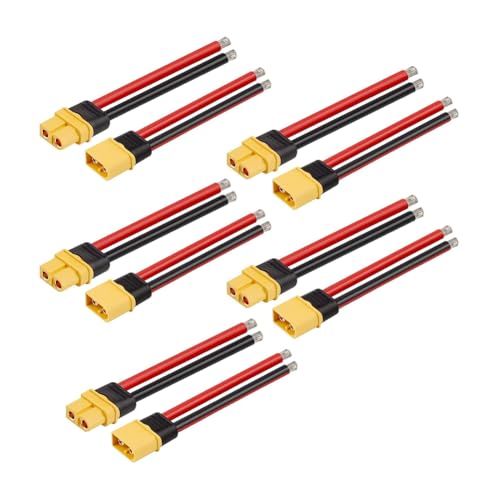 Begchy 5 Paar XT60-Stecker, Buchse und Stecker mit 100 mm 10AWG Silikonkabel für RC Lipo FPV Racing Drone von Begchy