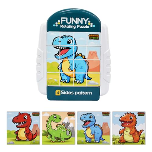 16 Teile Drehbares Puzzle, 4-in-1 Puzzle ab 3 4 5 6 Jahre Kinder, Dinosaurier Puzzle Kinder, Geduldspiele für Kinder, Knobelspiele Geschenk für Junge, Mädchen von Begonia