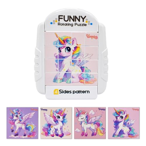 16 Teile Drehbares Puzzle, 4-in-1 Puzzle ab 3 4 5 6 Jahre Kinder, Pony Puzzle Kinder, Geduldspiele für Kinder, Knobelspiele Geschenk für Junge, Mädchen von Begonia