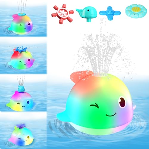 Whale Spraying Bath Toys,Wiederaufladbare Baby Licht Up Badewanne Spielzeug, Automatic Induction Spray Water Toy von Begonia