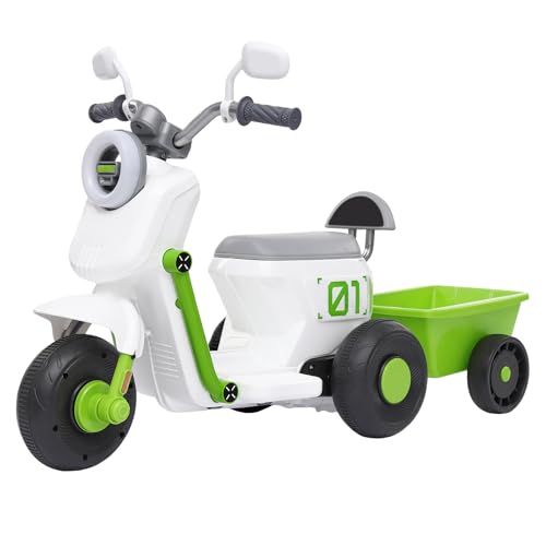 Begoniape Elektro Motorrad Kinder mit Korb, Elektrofahrzeuge Kinderroller für Kinder, 1-1,5 Stunden Ausdauerzeit, bis 50kg, 10 Zoll Elektromotorrad Kinder von 2–6 Jahren (Grün) von Begoniape