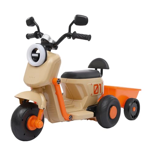 Begoniape Elektro Motorrad Kinder mit Korb, Elektrofahrzeuge Kinderroller für Kinder, 1-1,5 Stunden Ausdauerzeit, bis 50kg, 10 Zoll Elektromotorrad Kinder von 2–6 Jahren (Orange) von Begoniape