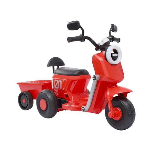 Begoniape Elektro Motorrad Kinder mit Korb, Elektrofahrzeuge Kinderroller für Kinder, 1-1,5 Stunden Ausdauerzeit, bis 50kg, 10 Zoll Elektromotorrad Kinder von 2–6 Jahren (Rot) von Begoniape