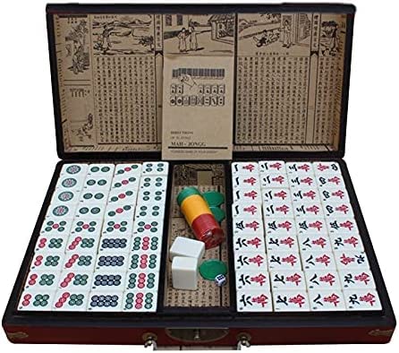 Mahjong Mah Jongg 144 chinesische nummerierte Spielsteine, traditionelles Mahjong-Set mit Holzkiste, Brettspiele, Spielsteine, komplette Majong-Spielsets für Reisen, Partys, Familienspiele, von BeiGeTing