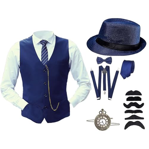 20er Jahre Herren Accessoires, Mafia Karneval Kostüm Herren, Faschingskostüme Männer, Fasching Kostüme Herren Hosenträger Herren Kostüm Set Deko, Peaky Blinders Kostüm, Gangster Kostüm von Beichwtd