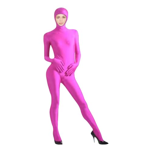 20er Jahre Kostüm Damen, Faschingskostüme Dame, Karneval Kostüm Männer, Erwachsene Open Face Zentai Cosplay Jumpsuit Ganzkörperanzug Orange Tight Bodysuit Kostüm für Party Halloween Weihnachten Unisex von Beichwtd