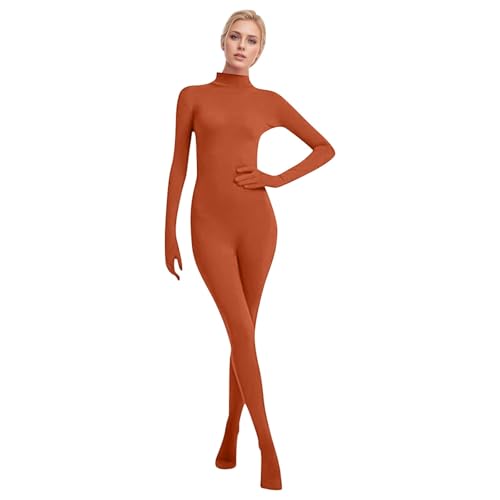 80er Trainingsanzug, Faschingskostüme Dame, Karneval Kostüm Männer, Erwachsene Open Face Zentai Cosplay Jumpsuit Ganzkörperanzug Orange Tight Bodysuit Kostüm für Party Halloween Weihnachten Unisex von Beichwtd