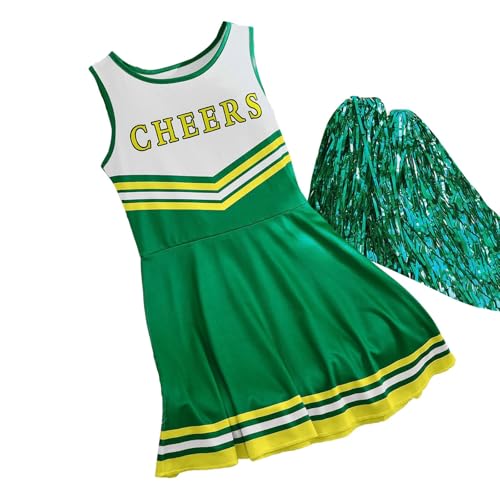 Beichwtd Cheerleader Kostüm Kinder,Cheerleader Kostüm Damen,Cheerleadering Outfit Mädchen,Kinderkostüm Cheerleader,Kinder Cheer Outfit mit Pompoms Socken,für Karneval Halloween,Fasching,Mottoparty von Beichwtd