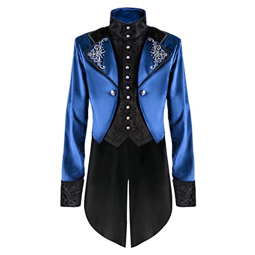 Beichwtd Gothic Kleidung Herren Steampunk Jacke Viktorianisches Gehrock Mittelalter Karneval Smoking Party Halloween Piraten Vampir Cosplay Kostüme Retro Frack Mantel Renaissance Hof Stickerei Mantel von Beichwtd